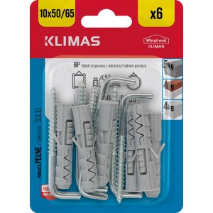 Kołki Klimas z hakami wkręcanymi, 6 sztuk, do śrub, gwoździ i mocowań.