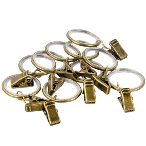 Obrączki do karniszy z klipsami w stylu antycznym, zestaw do zasłon i firan