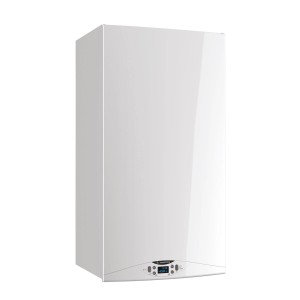 Biały, wiszący kocioł t.b.t.