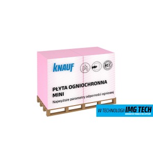 Różowe płyty gipsowe Knauf, ognioodporne, na palecie. Idealne do wnętrz.