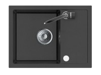 Zlewozmywak Piko 1-kom. z ociekaczem, baterią i syfonem, czarny 58x44 cm