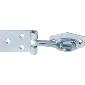 Zasuwka ocynkowana z oczkiem, 80x25mm, do mocowania wiek skrzyń i drzwi.