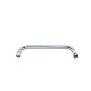 Chromowany t.b.t. do armatury, zakrzywiony kształt.