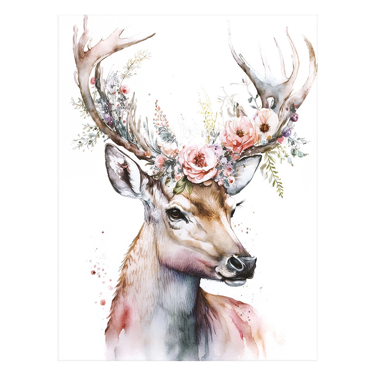Obraz Canvas DEER & FLOWERS 60 x 80 cm