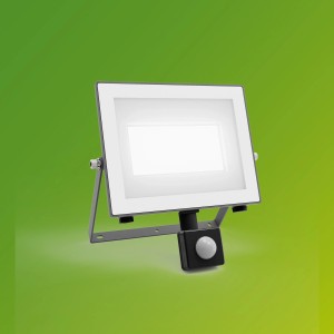 Antracytowy reflektor LED Philips do użytku zewnętrznego z czujnikiem, 4500 lumenów, 5000 K dla efektywnego oświetlenia zewnętrznego.