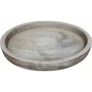 Szara podstawka pod doniczkę t.b.t., okrągły kształt.