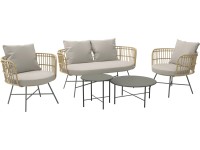 Komplet mebli wypoczynkowych HILLSTON beżowy 5-częściowy