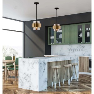 Candellux Lampa wisząca SPIEGA 1xE27 60W czerń+mosiądz