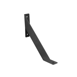 Czarny wspornik półki t.b.t. do montażu płyt do budowy mebli.