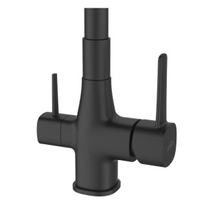 Czarna bateria jednouchwytowa t.b.t. do kuchni lub łazienki.