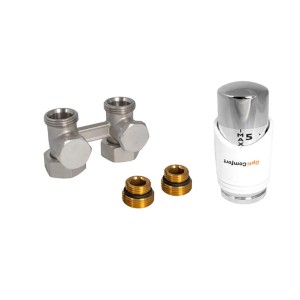 t.b.t. do instalacji grzewczych: Głowica termostatyczna, blok przyłączeniowy i adaptery.