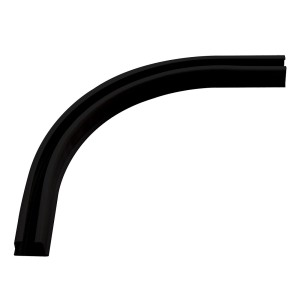 Czarna, zakrzywiona szyna sufitowa t.b.t. do elastycznej aranżacji.