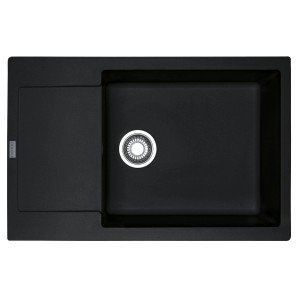 Czarny zlewozmywak granitowy t.b.t. z ociekaczem.