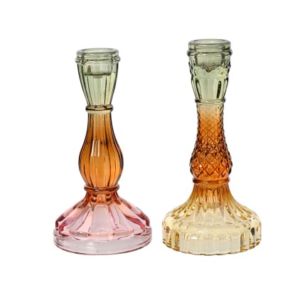 Świecznik szklany transparentny, mix - wys. 16,5 cm