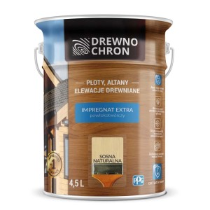 Impregnat do drewna t.b.t. do płotów i elewacji drewnianych, puszka 4,5L.