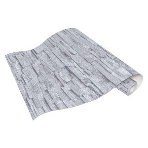 Rolka szarej tapety dekoracyjnej t.b.t. ze wzorem kamienia.