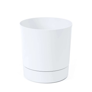 Biała doniczka t.b.t. do użytku wewnątrz i na zewnątrz.