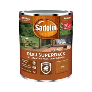 Sadolin Superdeck olej do drewna, odcień dąb, do tarasów i mebli ogrodowych.