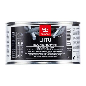 Puszka czarnej farby kredowej Tikkurila Liitu.