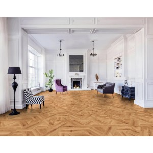 Ułożone panele Masterfloor Aqualine Dąb Milano Reale w aranżacji salonu.