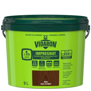 Wiadro impregnatu do drewna Vidaron, odcień ciemny dąb, 9L. Ochrona drewna do użytku zewnętrznego.