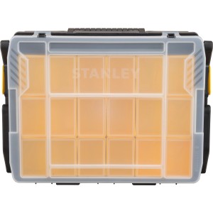 Stanley Sortmaster Multilevel Organizer na narzędzia i drobne części, przezroczyste pudełka.
