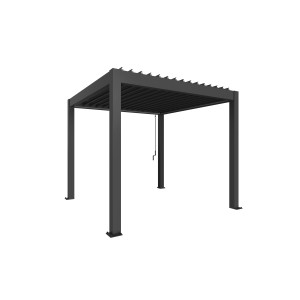 Biohort Pergola, ciemnoszary metalik, 255x312x312 cm, zadaszenie tarasu z lameli.