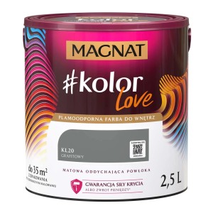 Farba Magnat #kolorLove, Grafit, 2,5L, Kolorowe farby do ścian.