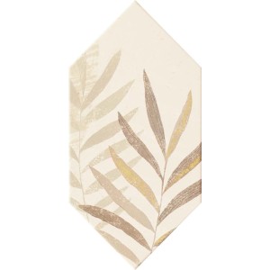 Płytka dekoracyjna z motywem liści, beżowa, na ściany.