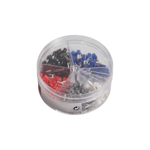 Zestaw tulejek kablowych 400 szt., 0,5-2,5 mm², różne kolory w pudełku. Do instalacji samochodowych.