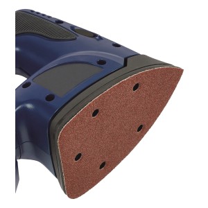 Papier ścierny LUX K180 do szlifierki trójkątnej, 100x140mm, perforowany, widok szczegółowy.