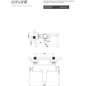 Cersanit Bateria wannowa Zuro czarna