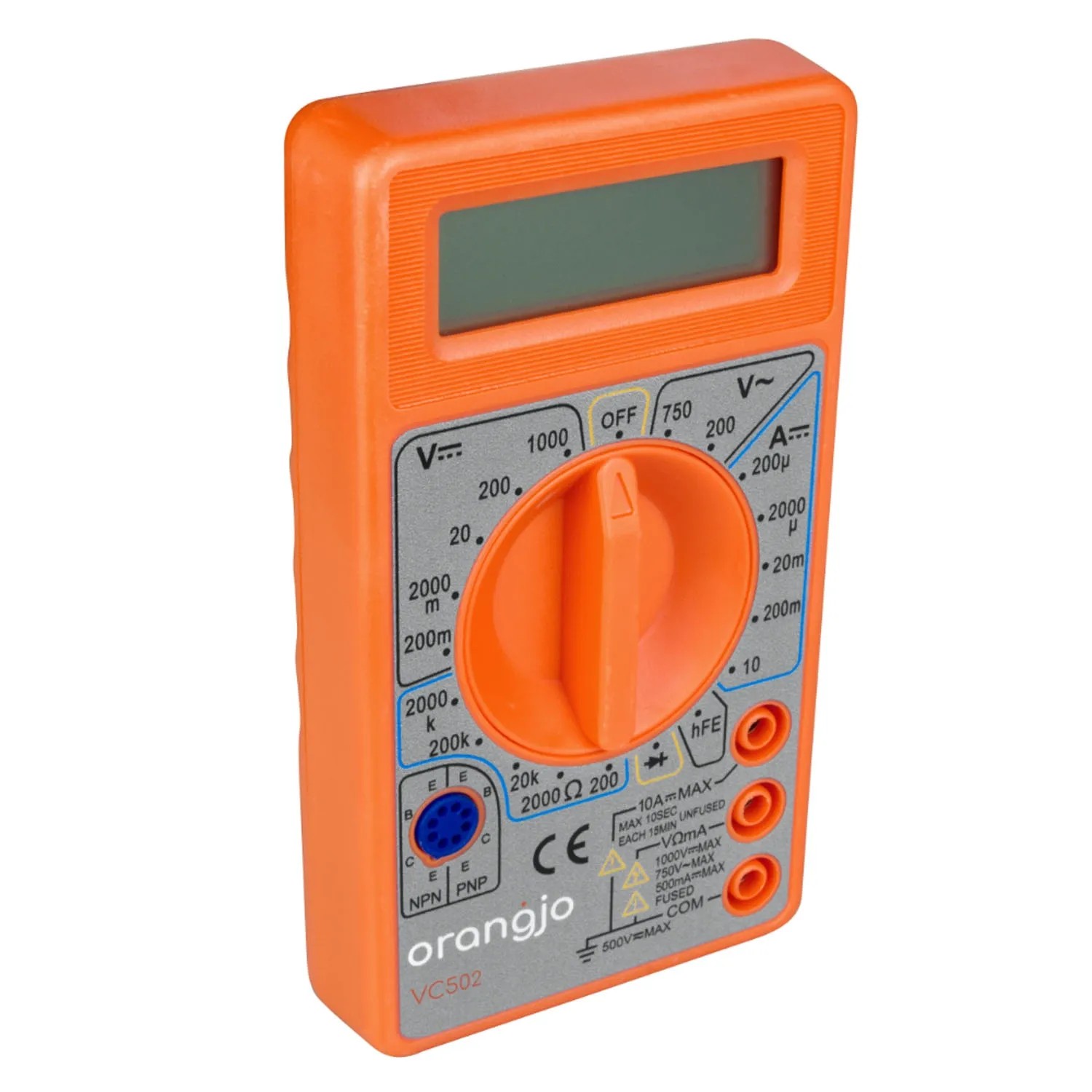 Multimetr Orangjo VC502, pomarańczowy miernik do elektroniki i elektryki.