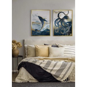 ARS LONGA Obraz GOLDEN WHALE 53 x 73 cm