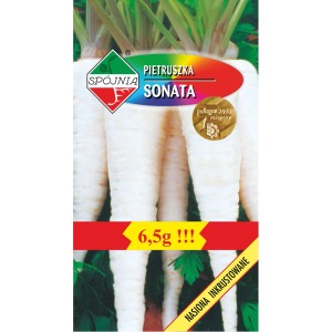 Opakowanie nasion pietruszki 'Sonata', idealne do uprawy warzyw w ogrodzie.