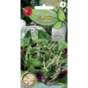 Opakowanie nasion Baby Leaf Łagodna mieszanka, idealne do świeżych sałatek i grządek warzywnych.