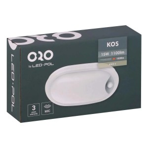 ORO Oprawa kanałowa KOS czujnik PIR 15W 4000K 1100lm IP54 biała