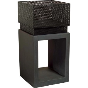 Kwadratowe palenisko na konsoli (72x35x35cm) z miejscem na drewno.