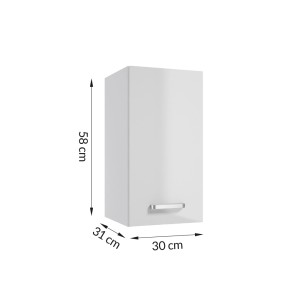 Biała szafka wisząca (t.b.t.) do zestawu mebli kuchennych, 58x30x31 cm.