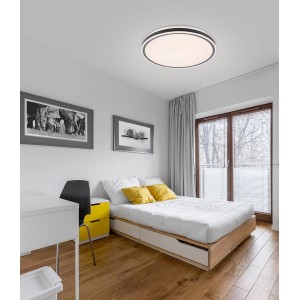 Okrągła lampa sufitowa LED Plafony t.b.t. w sypialni.