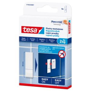 Tesa Powerstrips plastry montażowe, 9 sztuk, do płytek i metalu.