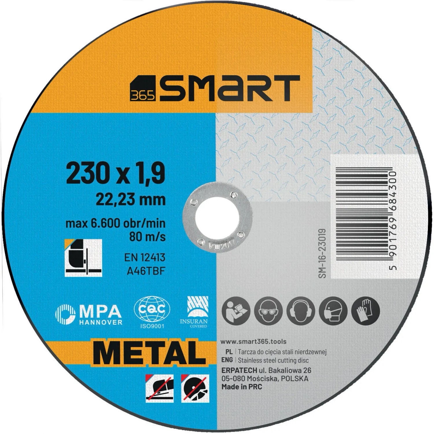 SMART365 Tarcza do cięcia metalu 230 x 1,9 mm