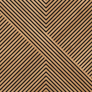 Dekoracyjna płytka podłogowa z efektem drewna i czarnym wzorem w paski.