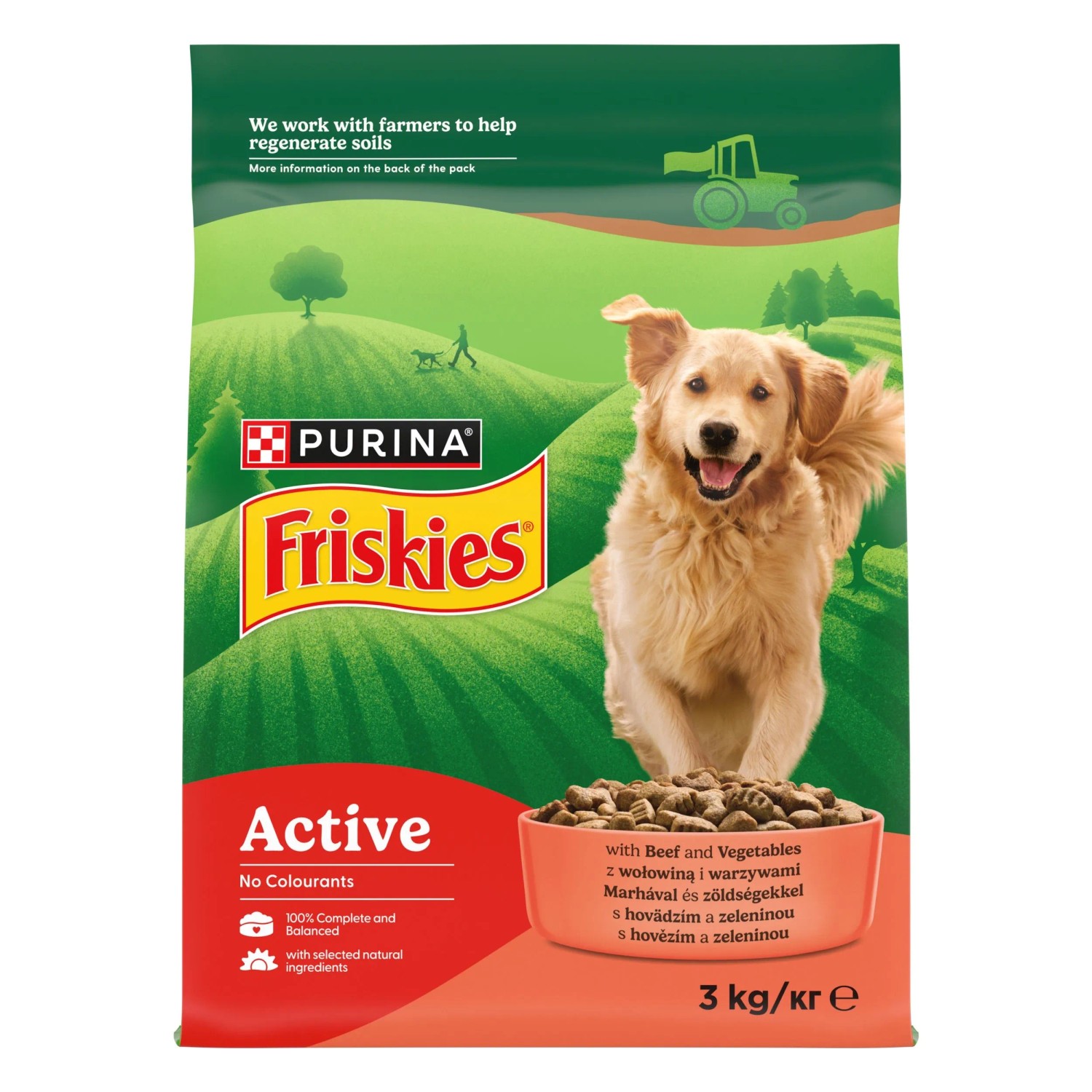 Purina Friskies Active Sucha karma dla psów, z wołowiną i warzywami 3 kg