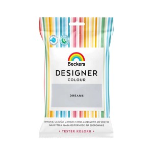 Tester farby do ścian Beckers Designer Colour Dreams w kolorowym opakowaniu.