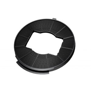 Czarny, okrągły filtr węglowy aktywny t.b.t. do okapów kuchennych.