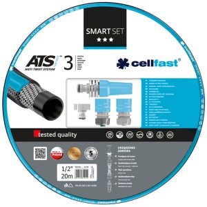 Zestaw węża ogrodowego Cellfast z akcesoriami, 1/2 cala, 20m, system anti-twist.