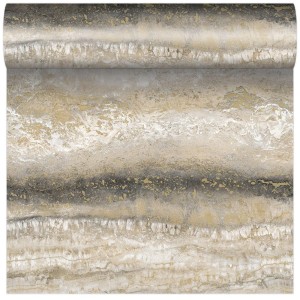 Rolka dekoracyjnej tapety w odcieniach beżu i szarości z efektem marmuru.