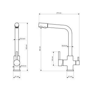 Granitan Bateria kuchenna filtrująca Flow chrom
