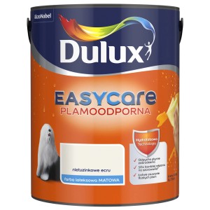 Wiadro farby do ścian Dulux EasyCare w kolorze ecru, lateksowej, matowej i plamoodpornej.